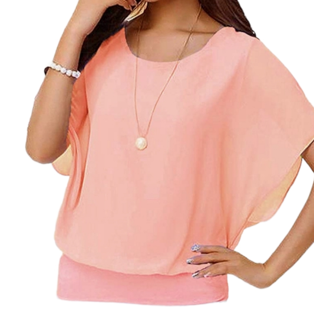 Viishow Plus Size Women's Loose Short Sleeve Relaxed-fit Pink Top Size 3XL